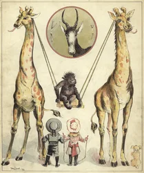 猿と遊ぶキリン（クロモリト）